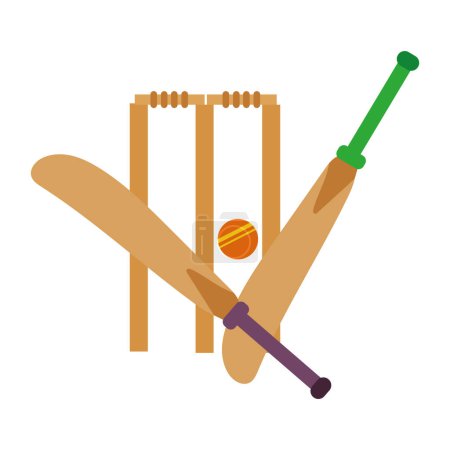 Téléchargez les photos : Chauves-souris de cricket et vecteur de balle isolé - en image libre de droit