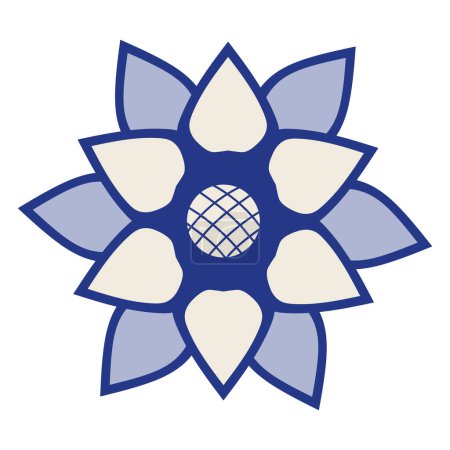 Illustration for Chinese porcelain blue flower vector isolated - Royalty Free Image