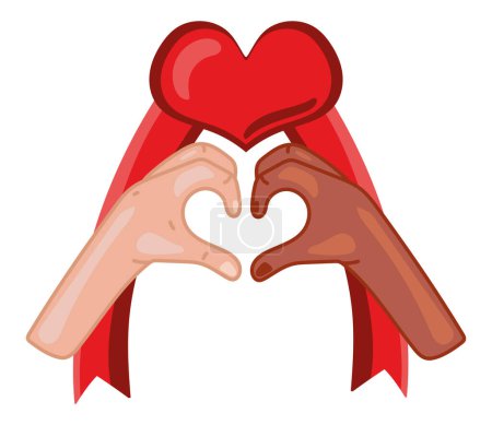 Illustration for Aids day hands and heart ribbon vector isolated - Royalty Free Image