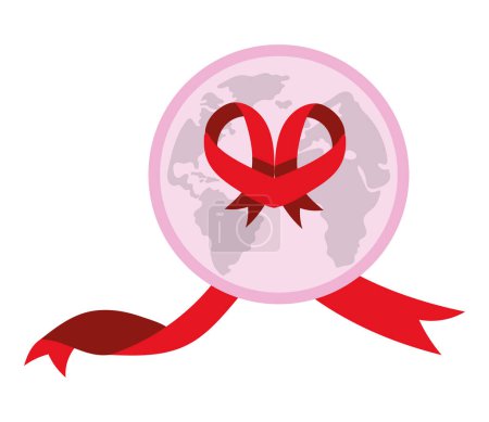 Illustration for Aids day ribbon on world vector isolated - Royalty Free Image