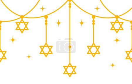 Téléchargez les illustrations : Cadre hanukkah étoiles dorées illustration - en licence libre de droit