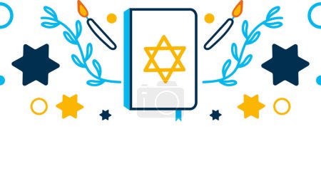 Téléchargez les illustrations : Hanukkah cadre torah décoration illustration - en licence libre de droit
