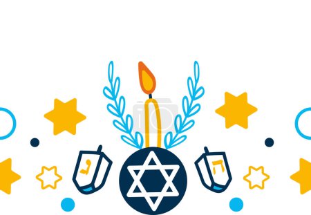 Téléchargez les illustrations : Cadre hanukkah et illustration de bougie - en licence libre de droit