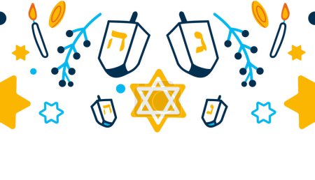 Téléchargez les illustrations : Cadre hanukkah avec illustration dreidel - en licence libre de droit