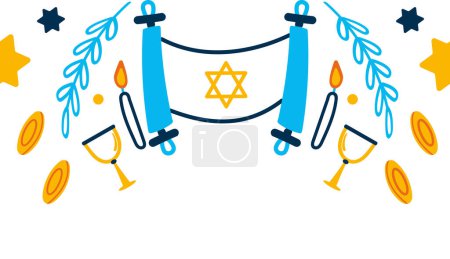 Téléchargez les illustrations : Hanukkah cadre décoration illustration design - en licence libre de droit