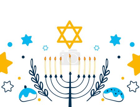 Téléchargez les illustrations : Hanukkah base menorah et illustration étoile - en licence libre de droit
