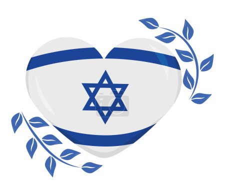 Téléchargez les illustrations : Coeur de paix israélien avec illustration drapeau - en licence libre de droit