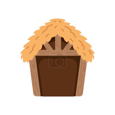 Téléchargez les illustrations : Mangeoire hutte dessin animé illustration isolé - en licence libre de droit
