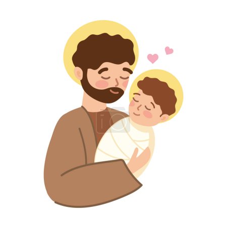 Téléchargez les illustrations : Sainte famille joagara et bébé Jésus illustration - en licence libre de droit