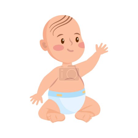 Ilustración de Bebé niño en ilustración de pañal aislado - Imagen libre de derechos