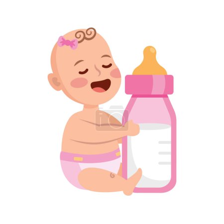 Ilustración de Bebé con biberón objeto ilustración - Imagen libre de derechos