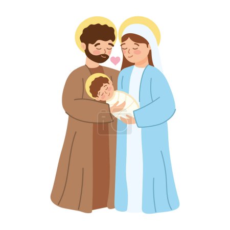 Illustration for Holy family cartoon illustration isolated - Royalty Free Image