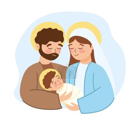 Illustration for Holy family portrait illustration isolated - Royalty Free Image