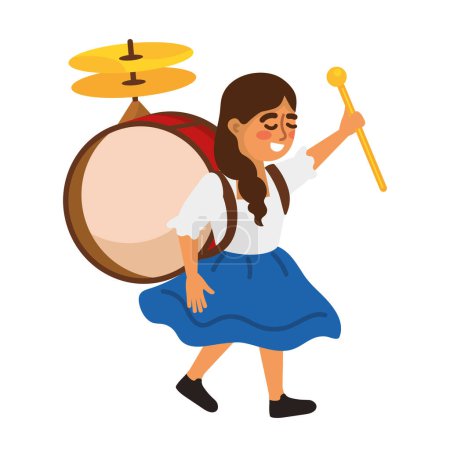 Téléchargez les illustrations : Chili chinchinero tambour caractère illustration - en licence libre de droit