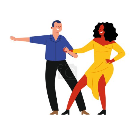 Téléchargez les illustrations : Feria de cali couple danseurs illustration vecteur isolé - en licence libre de droit