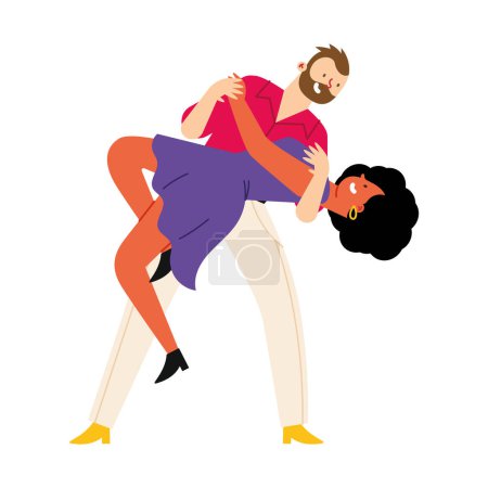 Téléchargez les illustrations : Feria de cali couple danseurs vecteur isolé - en licence libre de droit