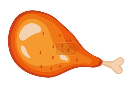Téléchargez les illustrations : Illustration jambe de poulet vecteur isolé - en licence libre de droit