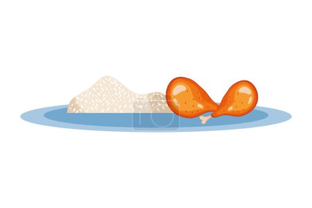 Illustration for Nutritional products in chicken and rice vector isolated - Royalty Free Image