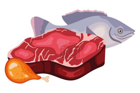 Illustration for Nutritional products in meat vector isolated - Royalty Free Image