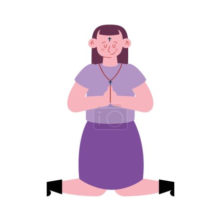 Illustration for Catholic girl praying vector isolated - Royalty Free Image