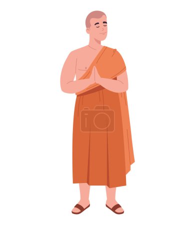 Téléchargez les illustrations : Bouddhiste moine homme illustration isolé - en licence libre de droit