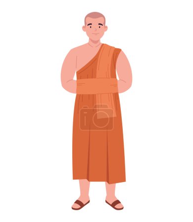 Ilustración de Monje budista de pie ilustración aislado - Imagen libre de derechos