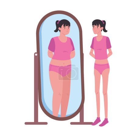 Ilustración de Anorexia niña enfermedad ilustración aislado - Imagen libre de derechos