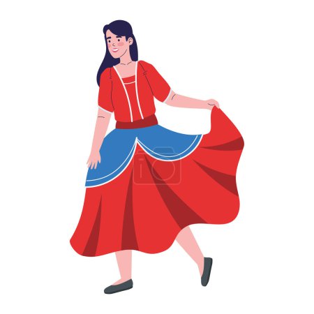 Illustration for Chile woman in traditional costume illustration - Royalty Free Image