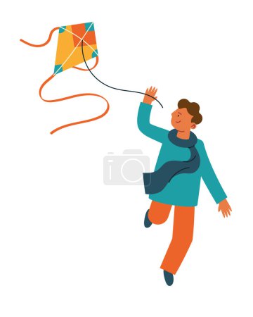 Illustration for Makar sankranti guy and kite vector isolated - Royalty Free Image