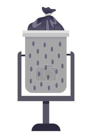 Téléchargez les illustrations : Gestion des déchets poubelle vecteur isolé - en licence libre de droit