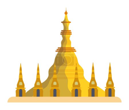 Ilustración de Pagoda shwedagon myanmar templo vector aislado - Imagen libre de derechos