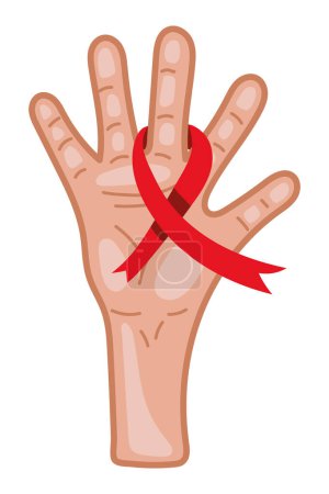 Ilustración de SIDA cinta de día y vector de mano aislado - Imagen libre de derechos