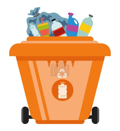Ilustración de Gestión de residuos en un contenedor de plástico aislado - Imagen libre de derechos