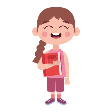 Illustration for Girl with book studying illustration isolated - Royalty Free Image