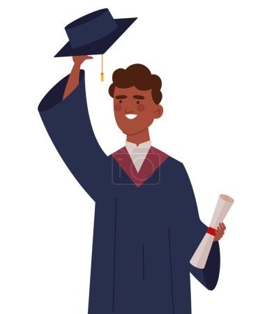 Illustration for Graduation event boy celebrating illustration - Royalty Free Image