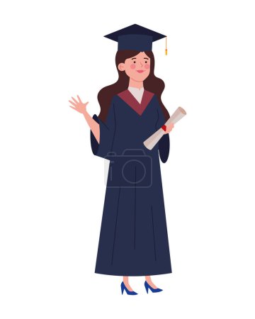 Illustration for Graduation event woman with diploma illustration - Royalty Free Image