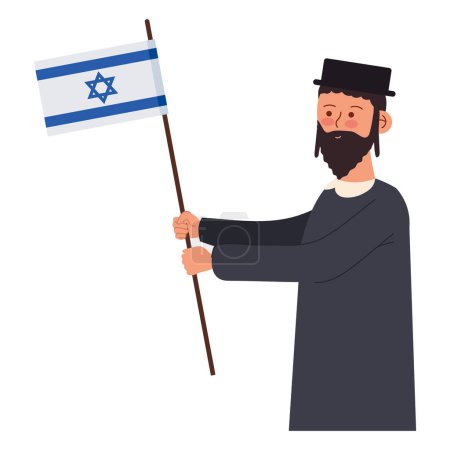 Téléchargez les illustrations : Homme de paix israélien avec illustration drapeau - en licence libre de droit