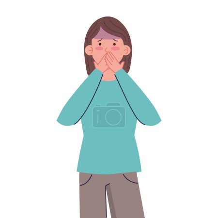 Illustration for Nauseous girl standing illustration isolated - Royalty Free Image