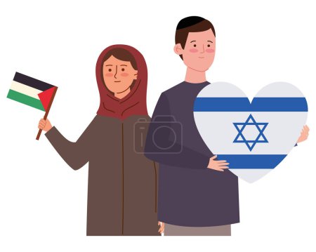 Téléchargez les illustrations : Israël et la paix palestine peuple illustration - en licence libre de droit