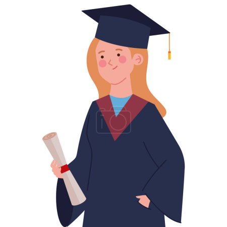 Illustration for Graduation event girl with diploma illustration - Royalty Free Image