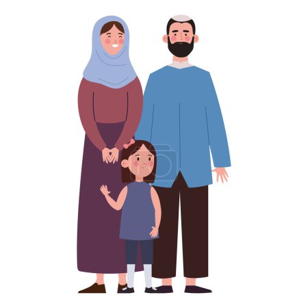 Téléchargez les illustrations : Parents juifs et fille illustration isolé - en licence libre de droit
