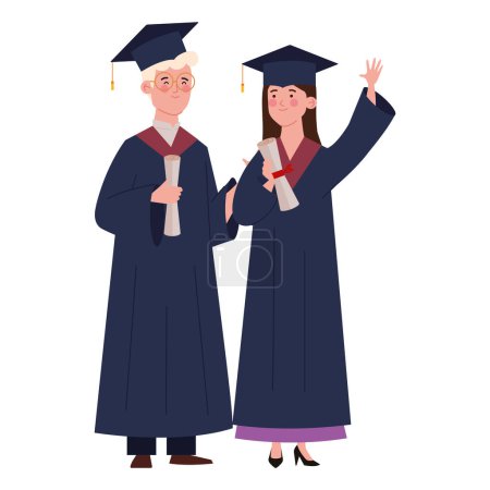 Illustration for Graduation event man and woman illustration - Royalty Free Image