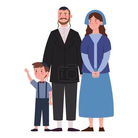 Téléchargez les illustrations : Parents juifs et fils illustration isolé - en licence libre de droit