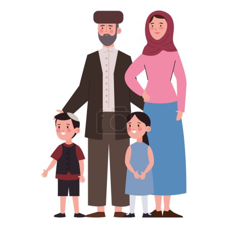 Téléchargez les illustrations : Famille juive personnes illustration isolé - en licence libre de droit