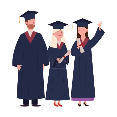 Téléchargez les illustrations : Événement de graduation personnes debout illustration - en licence libre de droit