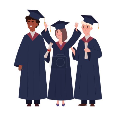 Téléchargez les illustrations : Événement de graduation personnes illustration isolée - en licence libre de droit