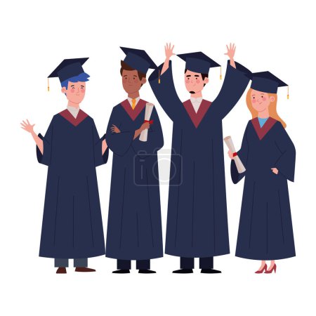 Illustration for Graduation event people illustration isolated - Royalty Free Image