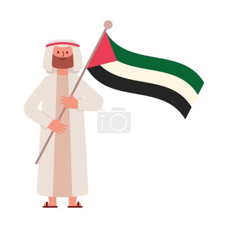 Ilustración de Palestina salvar macho con bandera vector aislado - Imagen libre de derechos