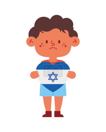 Illustration for Israel peace boy with flag vector isolated - Royalty Free Image