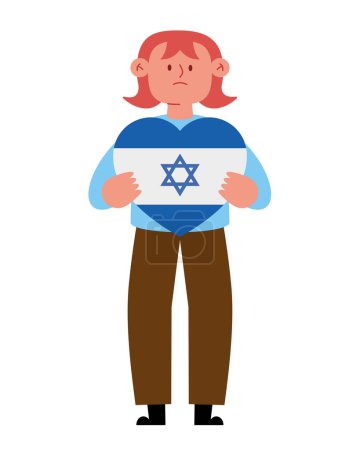 Téléchargez les illustrations : Israël paix femme avec drapeau vecteur isolé - en licence libre de droit